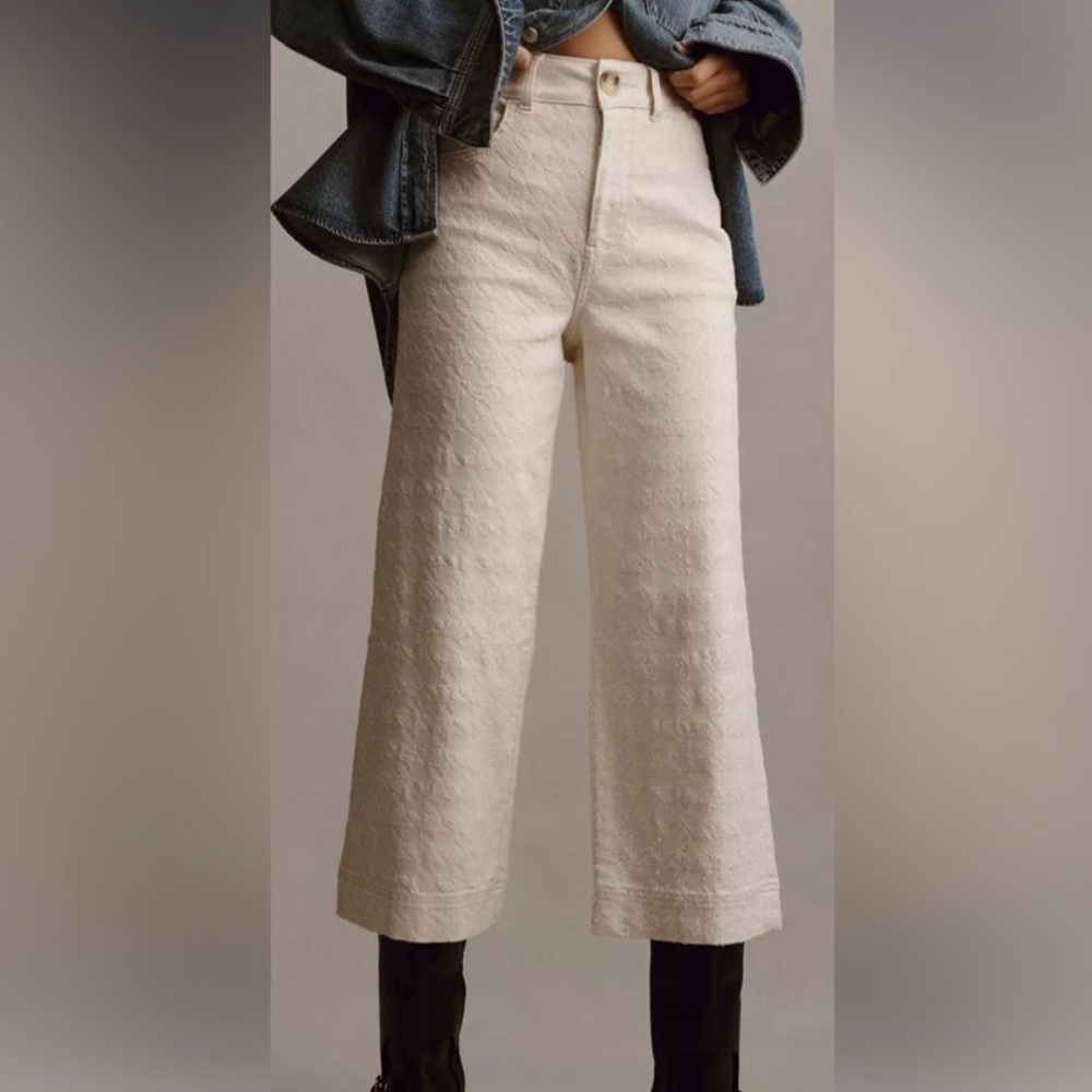 NWOT ANTHROPOLOGIE Pilcro The Skipper Cropped Wide Leg Trouser Pants 29